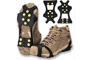 BUKYCAT Crampones de Acero Inoxidable, Racos de Hielo Tracción Antideslizante, Tacos Picos para Escalar para Botas Zapatos para Caminar, Senderismo, Escalada, Pesca y Montañismo