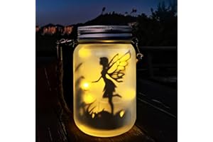 Mostof 1 Pack Fairy Solar Lantern Outdoor, Garden Ornaments IP44 Waterproof Hanging Frosted Glass Solar Mason Jar Lights for Table, Yard, Garden, Patio, Lawns (Warm)