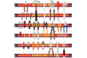 DREAMADE Lot de 6 Barres Magnétiques,Support Porte-outils Magnétiques Muraux en Acier,Charge Chacune Maximale 10KG pour Maison,Garage,Cave,Atelier 460 x 23 x 12,5MM