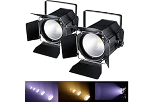 Oloaxolx 2 pièces 200 W COB Par LED Projecteur de scène avec volets coupe-flux, 3500 à 7500 K 2 en 1 éclairage de scène DMX/maître-esclave lumière de fête pour DJ, église, concert, mariage