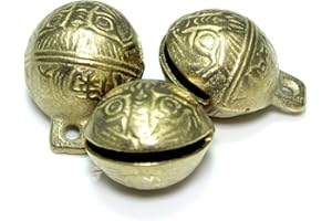 Kleenes Traumhandel® Messing Schellen Glöckchen mit chinesischen Schriftzeichen (3, 36 mm)