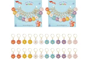 nbeads 24 Pcs 6 Couleurs Marqueurs de Point de Fleur de Marguerite, Alliage Émail Crochet Breloques Marqueur de Point Tricot Bricolage Cadeau pour Tricot Tissage Couture Quilting Fabrication Bijoux
