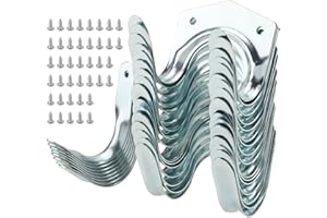 ZOENHOU Lot de 24 Crochets de Rangement, Porte Outils de Jardin Mural, Porte-Outils Simple/Double en Fer pour Garage Remise Entrepôt Ferme Établi, avec 40 Vis