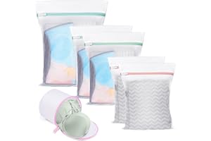 Flintronic Tvättpåsar i nät, 5 st tvättpåse + 1 st BH tvättpåsar, återanvändbar tvättmaskin väska blus, trikå, underkläder, k