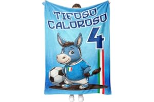 GENERICO StudioPixelStore Coperta di Pile,Plaid per Divano e Letto Singolo 100 x 160 Cm con Stampe Squadre Serie A - Copertina Stampe Squadre Calcio ideale per Regalo di Natale , Gadget (Tifosi Napoli)