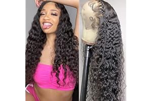 Water Wave Human Hair Wig 13x4 HD Transparent Lace Front Wigs Human Hair 180% Density 28 inch MSGEM Brazilian Water Curly Lace Frontal Wigs for Black Women Pre Plucked with Baby Hair Natural Color