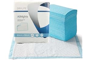Drylife All Nights Alèses de Lit Jetables pour la Protection de la Literie ou du Fauteui | Niveau d'Absorption = 1200ml - 60cm x 90cm (1 Lot de 20)
