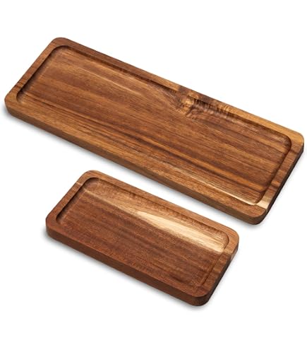 Bill.F Lot de 3 plateaux de service en bois d'acacia Octogone pour fruits, légumes, apéritif, plateau de service, nourriture, planche à fromage, pain Charcuterie Boardsoard