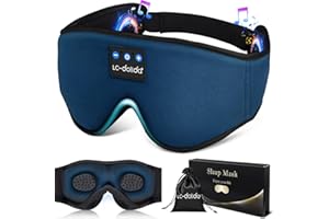LC-dolida Masque de Sommeil avec écouteurs Bluetooth V5.4, Masque de Nuit Sans Fil peut Jouer 15 Heures Casque de Sommeil Bluetooth pour les Voyages,la Sieste, le Travail Posté