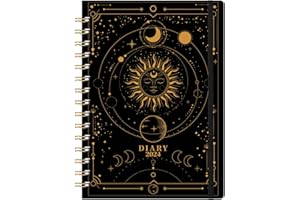 ARTFAN Diary 2024 - A5 Diary from January 2024 to December 2024, 2024 Diary Week to View, 21.5 x15.5 x1.5 cm, Black