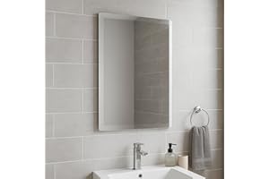Go Bathrooms Tula Rectangular Bathroom Mirror Frameless Bevelled Edge Design Wall Mounted Portrait or Landscape - 600mm x 450mm | Plain Mirror