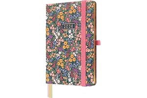 Finocam - Agenda 2026 Semana Vista Horizontal | Enero - Diciembre (12 meses) | Agenda Anual 2026 con goma elástica y 3 cintas punto | Tapa Dura Minimal Design - Flora - Español