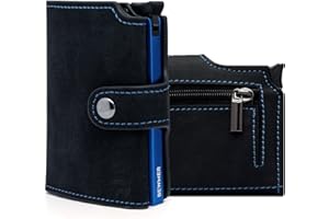 BEWMER v2 Portefeuille Homme&Femme en Similicuir avec Protection RFID Anticlonage | Porte Carte Homme&Femme pour 9 Cartes De Crédit, avec Poche Monnaie | Portefeuilles Et Porte-Cartes Noir-Bleu