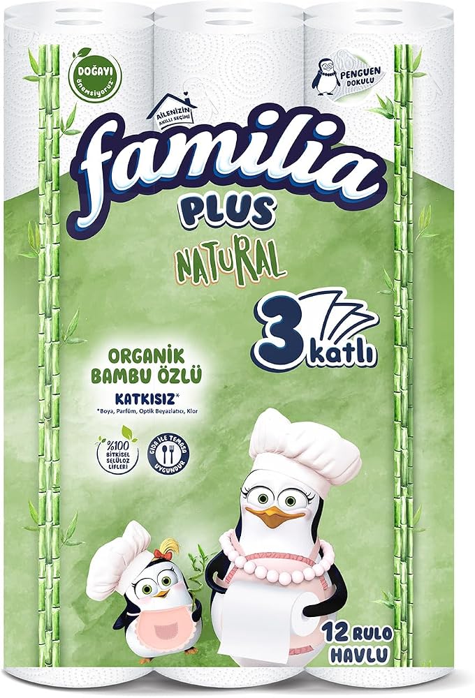 Familia Plus Natural Penguen Havlu Kağıt 12'lı