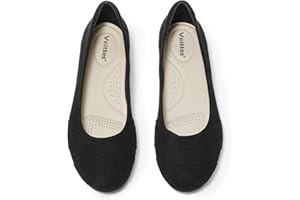 Veittes Women's Wide Width Flats Shoes - Fashionable Casual Round Toe Slip-on Comfortable Ballet Shoes.
