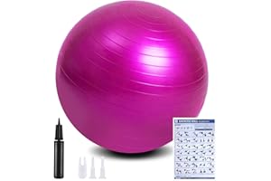 flintronic Piłka do ćwiczeń, przeciwwstrząsowa piłka do jogi, fitness, 55 do 65 cm, bardzo gruba szwajcarska piłka z pompką ręczną do jogi, pilatesu, fitnessu