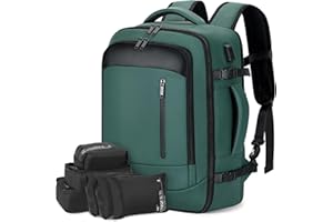 Lekeinchi Zaino Ryanair 40x20x25 (35L) | Zaino da Viaggio Aereo Bagaglio a Mano per Viaggi con Scomparto Umido - Zaino 40x30x20 con 6 Bolsas Organizadoras - Affari Vacanze Scuola - Verde