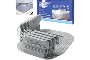 WE MAKE HOPE Bed Sheet Holder with Lock Strips - Heavy Duty Bed Sheet Corner Locks Keep Sheets Firm & Tight, Mattress Sheet Fasteners Straps Fit Any Bed, Adjustable Height Position, Easy Installation (Grey)