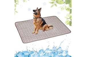 LEZUAN Cooling Mat for Dogs and Cat, Heat Relief Pet Cooling Mat for Crates, Kennels and Beds - Portable and Washable(Coffee,70x100cm)
