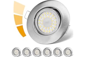 ‎CLOKSH LED Einbaustrahler 230V Flach Dimmbar LED Spots 3 stufe Dimmbar 6W IP44 Bad Einbauleuchten Deckenspots Deckenstrahler,Neutralweiß 4000K Schwenkbar Einbauspots für Badezimmer Küche Wohnzimmer,6er Set
