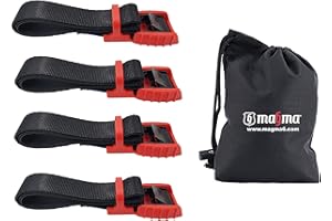 MAGMA 4 Sangles à cambuckle | Sangle de Charge pour vélo, Rack, Planche de Surf, Moto, Voiture, Kayak et transporteurs | Cordons de Ceinture réglables et Robustes | Outils de cerclage pour Cargaison