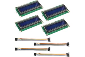 HUAREW 4 x Module d'Affichage Bleu LCD 16x2 avec Interface I2C 2x16 Caractères de Couleur Blanche Compatible avec Arduino et Raspberry Pi