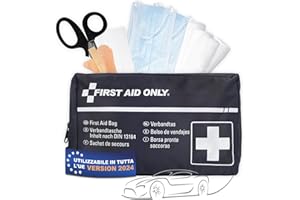 First Aid Only Borsa di pronto soccorso per auto DIN 13164 | Kit di emergenza per auto e moto | P-10019