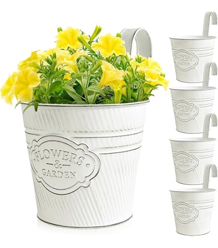 Lot De 6 Pots De Fleurs à Suspendre En Métal Avec Crochet