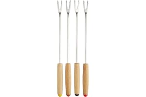 Staub Polvo 1444004 Juego con 4 Tenedores de Fondue Corta, Acero Inoxidable, Plata, 4 Unidades