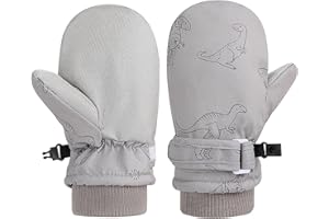 QKURT Guantes de Esquí para Niños, Guantes de Nieve de Invierno Impermeables, Guantes de Snowboard Antideslizantes a Prueba de Viento, Guantes Cálidos con Forro Polar para Niños y Niñas de 2 a 8 Años