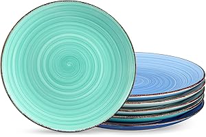 vancasso, Série Bonita, Assiette Plate à Dîner, 6 Pièces, Grande Assiette en Céramique, 26.7cm, Style Minimaliste Multicoloré-Bleu Dégradé
