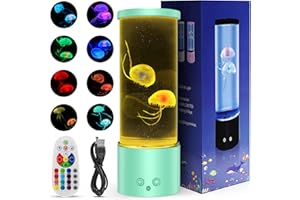 BESIGHT Jellyfish Lamp, LED Jellyfish Tank Table Lamp Jellyfish Lave Lamp, 17 Color Changing Jelly Fish Tank Mood Lamps for Home Office Room Desktop Decoration