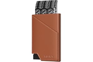 VULKIT Portfel na karty kredytowe Blokowanie RFID Slim Aluminium Metal Bank Card Holder Case z kieszenią na pieniądze biznesowe na karty kredytowe Banknoty i monety (brązowy)