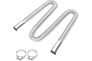 FLOEPX Abgasrohr Standheizung,120 CM Abgasschlauch für Stromerzeuger,Auto Edelstahl Abgasrohr,Abgasschlauch,Edelstahl Auspuff Schalldämpfer,mit Zwei Edelstahlklammern für Diesel Heizung