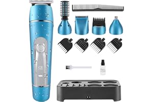 AXCEED Tagliacapelli professionale Tagliacapelli da uomo Regolabarba e tagliacapelli Barba/viso/corpo/naso/orecchie/sopracciglia, set da barba multifunzione 10 in 1 (blu)