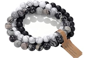 SAIBANGZI Handmade Echte Natursteinperlen Heilsteine Armband Unisex Chakren Perlenarmband, 8MM Runde Edelsteine Yoga Armbänder, Elastische Perlen Anti Stress Armband