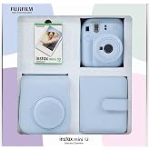 Instax mini 12 Fotoğraf Makinesi 10'lu Film Kare Alb&uuml;m ve Deri Kılıf Bundle Box (Mavi)