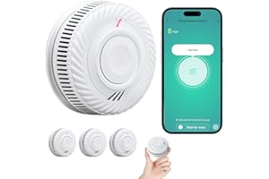 PHYSEN Smart WiFi Detector de Humo 10-Año Batería, Detector de Humo con Sensor Fotoeléctrico, Función de Silenciado y Autocomprobación, Certificado DIN EN14604, Compatible con Tuya/Smart Life APP, 3St