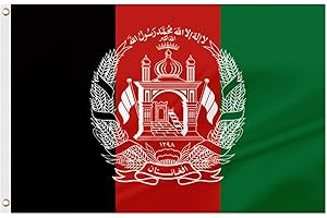ASUNO Afghanistan Flag 90 × 150 CM Polyester Afghan National Banner with 2 Brass Grommets Double Side Vivid Color Fade Resistant for Outside Garden Lawn Patio