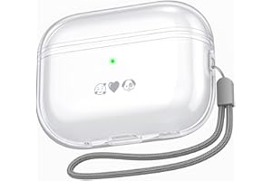 NIUTRENDZ Klar Airpods Pro 2 Hülle TPU-Schutzhüllen mit Handschlaufe [Front-LED Sichtbar] [Kabelloses Laden] Kompatibel mit Apple AirPods Pro 2nd Generation & USB-C