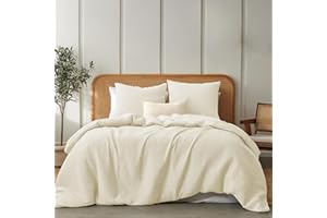 Dreamzie - Poszewka na kołdrę z gazy bawełnianej 220x240 cm, Krem, z 2 poszewkami na poduszki 80x80 cm, komplet pościeli 220x240 Miękka i oddychająca bawełna - Pościel z certyfikatem Oeko-Tex