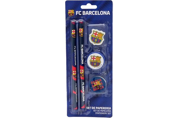 FC Barcelone Set de papeterie, fournitures scolaires, écriture, Barça, couleur bleue, produit officiel