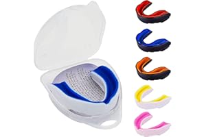 TRYSALAR Mouth Guard Gum Shield – Professional Mouth Guard for Contact Sports, Rugby, Martial Arts, Karate, Rugby, MMA, Boxing, Hockey, Football Flexible for Youth & Adult (White/Blue)