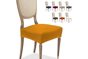 BANZAII TEXTILE INNOVATOR ONLINE Banzaii Coprisedia Universale Senza Schienale 4 Pezzi per Sedie da Ufficio, Cucina, Sala da Pranzo, Camera, Hotel o Ristorante in Tessuto Super Elasticizzato, Made in Italy Oro