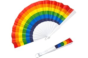 Hopfällbar fläkt LGBTQ+ med regnbågsflagga – 44 x 23 cm – tillbehör för evenemang, fest, parader och dans – hållbara plastske