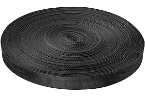 Nerissa 50 Meter x 25mm Polypropylene Webbing Strap Multi-Purpose Heavy Duty Webbing Tape for Bags, Hammocks, Outdoor Climbing and DIY Making Luggage Strap, Pet Collar, Backpack Repairing (Black)
