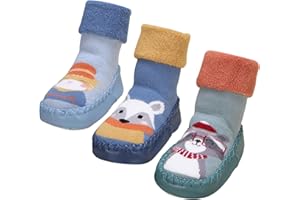 AIEOE 3 Pairs Baby Cotton Shoes Socks Anti-slip Cartoon Socks