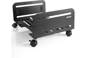 VIVO Large Computer Tower Desktop ATX-Case, CPU Steel Rolling Stand, 7.8 to 14 inch Wide Adjustable Mobile Cart Holder with Locking Caster Wheels, Gaming PC Holder, Black, CART-PC01L