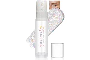 LYSDEFEU Paillettes Visage,6 Couleurs De Paillettes Gel,Maquillage Festival Set Fluorescent Paillette Blanc, Longue Durée de Vie, Imperméable, Accessoire de Festival Halloween pour Femme et Homme-03