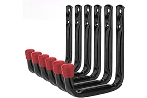 onesto Pack of – 6 Utility Hook Set Garage Storage | 120 X 80mm Large Hooks for Hanging | Black Powder Coated Utility Hooks for Shed Organiser, Garage Storage, Garden Tools, Bikes, Ladders